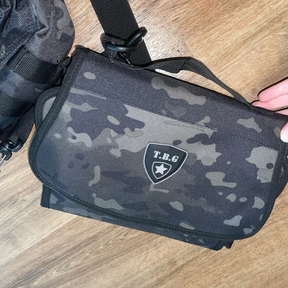 Tactical Baby Gear TBG Deuce 2.0 Diaper Bag Black Camo Patches With Changing Pad